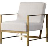 Francis Arm Chair in Shortbread Fabric on Brushed Gold Frame