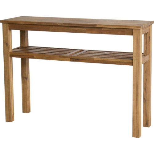 Tiburon Console Table with Shelf in Amber Solid Acacia Wood