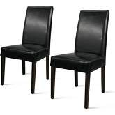 Hartford Dining Chair in Black Bi-Cast Leather on Wenge Finish Legs (Set of 2)