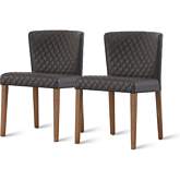 Albie Diamond Stitch in Chair in Brown Leatherette (Set of 2)