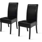 Valencia Dining Chair in Black Bi-Cast Leather on Black Finish Birch Legs (Set of 2)