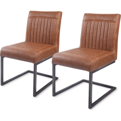 Ronan Dining Chair in Antique Cigar Brown Leatherette (Set of 2)
