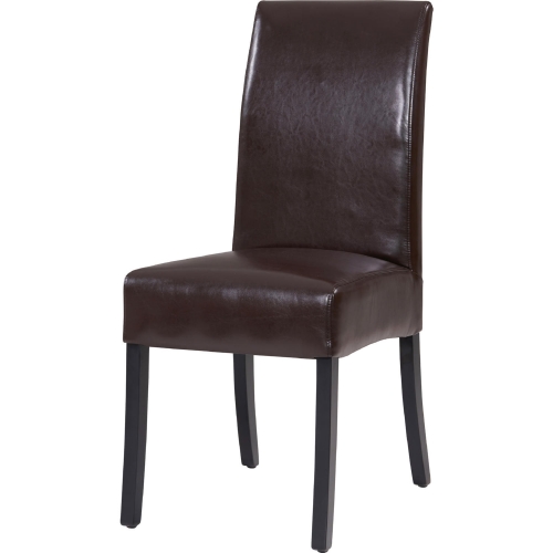 Valencia Dining Chair in Brown Bi-Cast Leather on Black Finish Birch Legs (Set of 2)