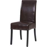 Valencia Dining Chair in Brown Bi-Cast Leather on Black Finish Birch Legs (Set of 2)