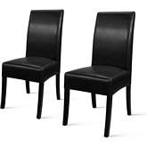 Valencia Dining Chair in Black Bonded Leather on Black Finish Birch Legs (Set of 2)