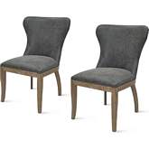 Dorsey Dining Chair in Charcoal Nubuck on Driftwood Legs (Set of 2)