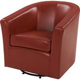 Hayden Swivel Accent Chair in Pumpkin Bonded Leather
