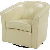 Hayden Swivel Accent Chair in Beige Bonded Leather