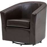 Hayden Swivel Accent Chair in Brown Bonded Leather