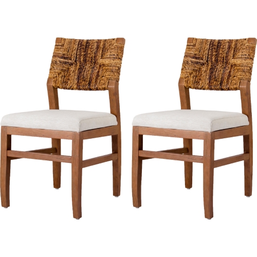 Lyon Dining Chair in Abaca & Natural Fabric (Set of 2)