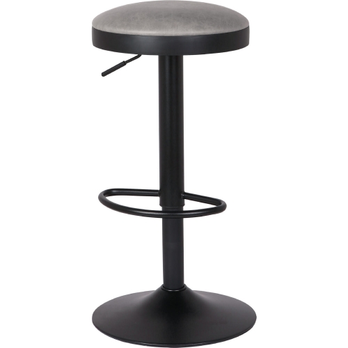 Juno Gaslift Bar Stool in Vintage Gray Leatherette on Black Steel (Set of 2)