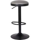 Juno Gaslift Bar Stool in Vintage Gray Leatherette on Black Steel (Set of 2)
