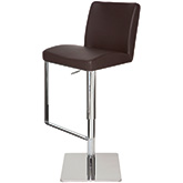Matteo Adjustable Stool in Brown Leather on Silver Metal Base