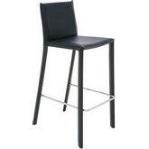 Bridget Counter Height Stool in Black Leather w/ Contrast Stitch