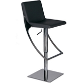 Swing Adjustable Height Bar or Counter Stool in Black Naugahyde & Polished Stainless