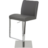 Matteo Adjustable Height Bar or Counter Stool in Grey Top Grain Italian Leather