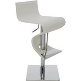 Portland Adjustable Height Bar or Counter Stool in White Top Grain Italian Leather