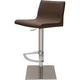 Colter Adjustable Height Bar or Counter Stool in Mink Leather & Stainless Steel