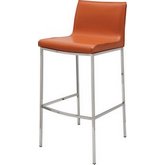Colter Bar Stool in Ochre Leather & Chrome