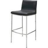 Colter Counter Height Stool in Dark Gray Leather & Chrome
