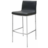 Colter Bar Stool in Black Leather & Chrome