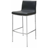 Colter Counter Height Stool in Black Leather & Chrome
