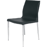 Colter Armless Dining Chair in Black Leather & Chrome