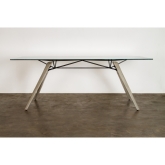 Kahn 94" Dining Table in Concrete & Blackened Steel w/ Glass Top
