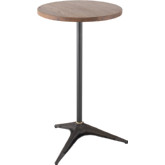 Compass Bar Table in Smoked Wood on Black Metal Base