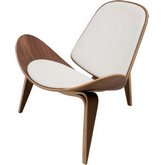 Artemis Occasional Chair in American Walnut Veneer & White Leather
