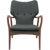 Patrik Lounge Chair in American Ash Painted Walnut & Dark Grey Tweed