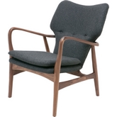 Patrik Lounge Chair in American Ash Painted Walnut & Dark Gray Wool
