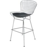 Wire Counter Height Stool in Chrome w/ Black Cushion