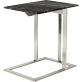 Dell Side Table in Black Stone on Silver Metal Base