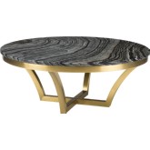 Aurora Coffee Table in Black Stone on Gold Metal Base