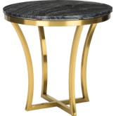 Aurora Side Table in Black Stone on Gold Metal Base