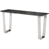 Catrine Console Table in Black Stone on Silver Metal Base