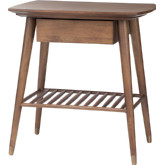 Ari Side Table in Walnut Stain w/ Slatted Shelf