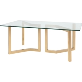 Paula 78" Dining Table w/ Brushed Gold Geometric Legs & Glass Top