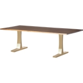 Toulouse 78" Dining Table w/ Seared Oak Top on 2 Brushed Gold Legs