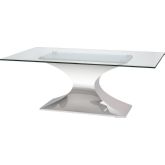 Praetorian 94" Dining Table in Clear Glass on Silver Stainless Steel Base