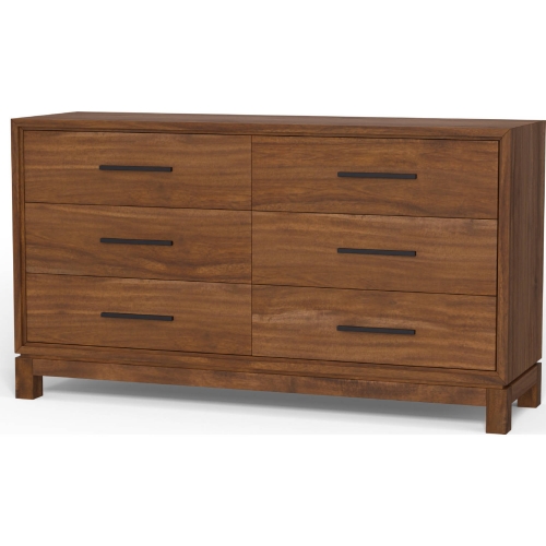 Nova 6 Drawer Dresser in Honey Maple Finish Wood