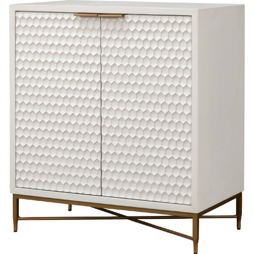White Pearl Bar Cabinet in Textured White Finish & Gold