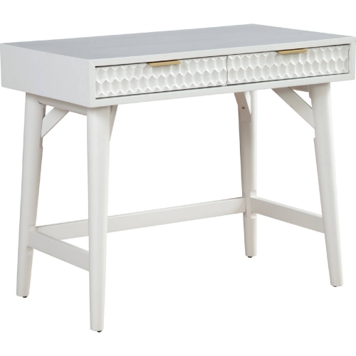 White Pearl 36" Desk in Textured White Finish & Gold