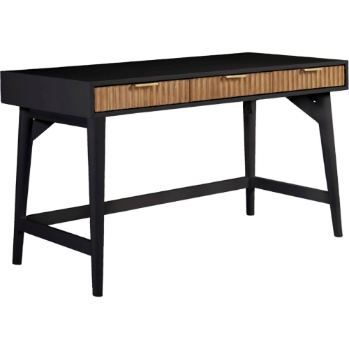 Larsen 52" Desk in Black & Natural Wood & Gold