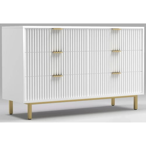 Casey Dresser in White Wood & Gold Metal