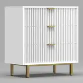 Casey 3 Drawer Small Chest in White Wood & Gold Metal