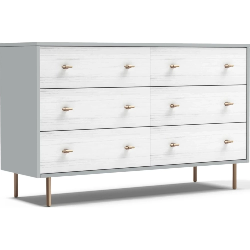 Saige Dresser in Gray, Weathered White & Gold