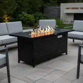 Vista Outdoor Fire Pit Table in Hammered Black Aluminum