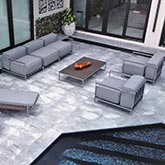 Sunrise 6 Piece Outdoor Sofa Set in Grey Sunbrella Fabric & Stainless Steel